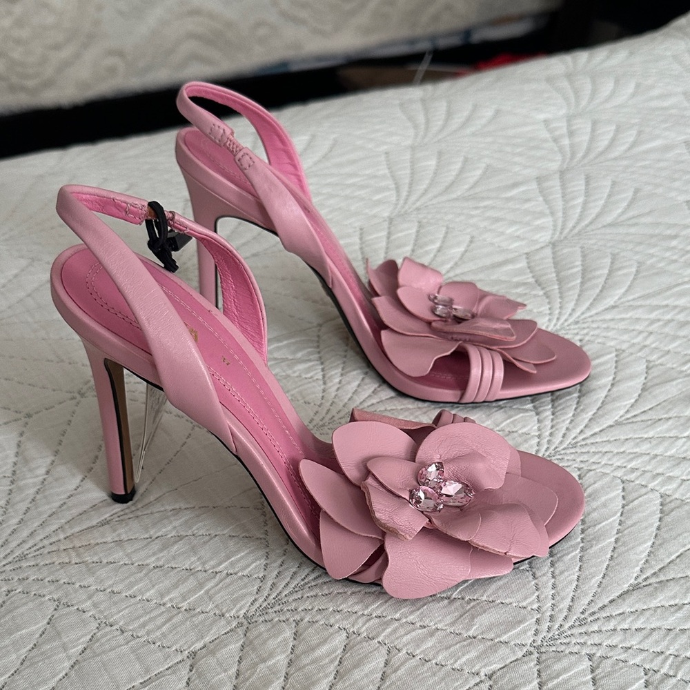 Zara Pink leathers Floral Heels